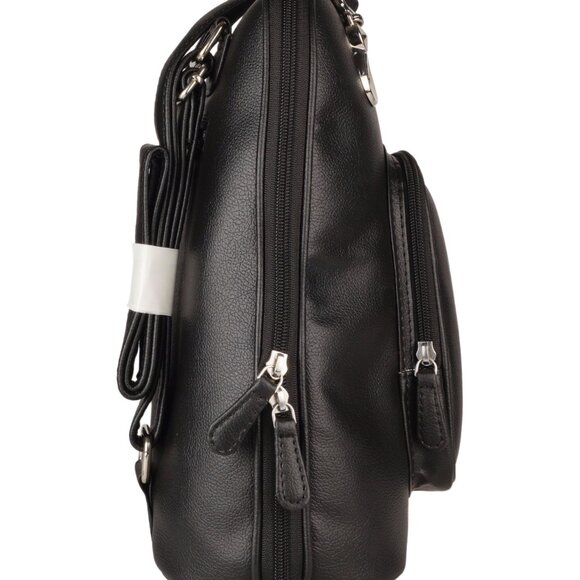 Women’s Black Vegan Leather Backpack – Top Handle Daypack - Picture 7 of 10